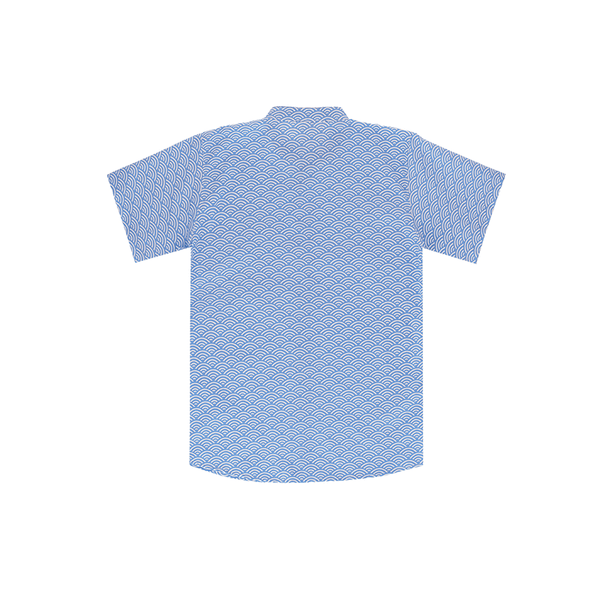 CNY Men Mandarin Collar Shirt - Japanese Wave (Light Blue)
