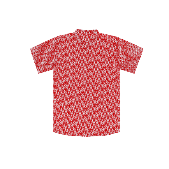 CNY Men Mandarin Collar Shirt - Japanese Wave (Red)