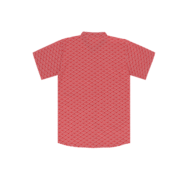 CNY Men Mandarin Collar Shirt - Japanese Wave (Red)