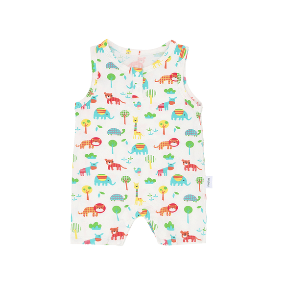 Colourful Animals Sleeveless Baby Onesie