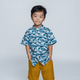Boy Shirt Mandarin Collar - The Great Wave (Blue)