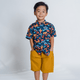Boy Shirt Mandarin Collar - Wild Safari Adventures (Navy)