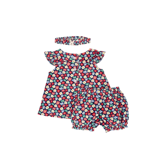 Baby Girl 2pc Set Daisy Blooms (Navy)