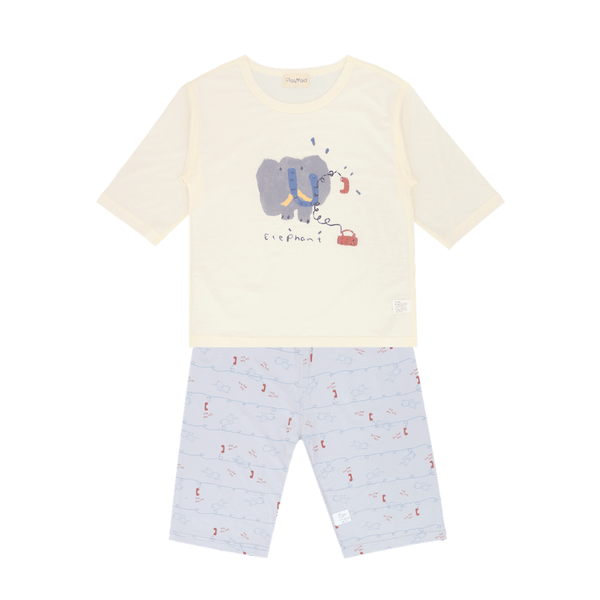 Boy Pyjamas Elephant On Telephone 3/4 Sleeve Lyocell