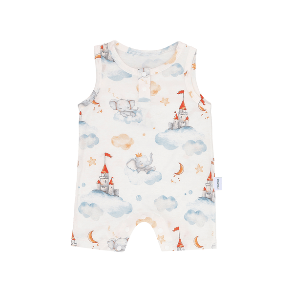 Elephants In Snoozy Land Sleeveless Baby Onesie