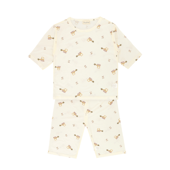Boy Pyjamas Yellow Excavator 3/4 Sleeve Lyocell