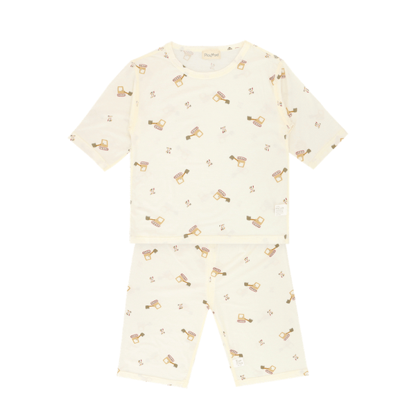 Boy Pyjamas Yellow Excavator 3/4 Sleeve Lyocell