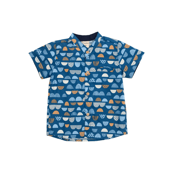 Boy Shirt Mandarin Collar - Half Stones (Blue)