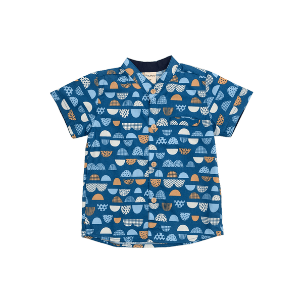 Boy Shirt Mandarin Collar - Half Stones (Blue)