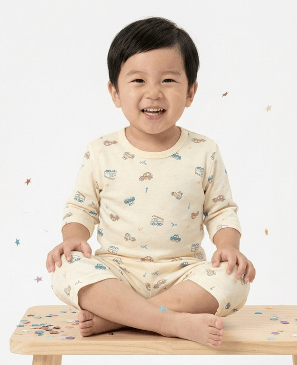 Boy Pyjamas Colourful Vehicles 3/4 Sleeve Lyocell
