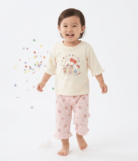 Girl Pyjamas Kitty & Gashapon 3/4 Sleeve Lyocell