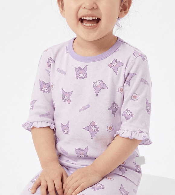 Girl Pyjamas Kuromi & Heart 3/4 Sleeve Lyocell