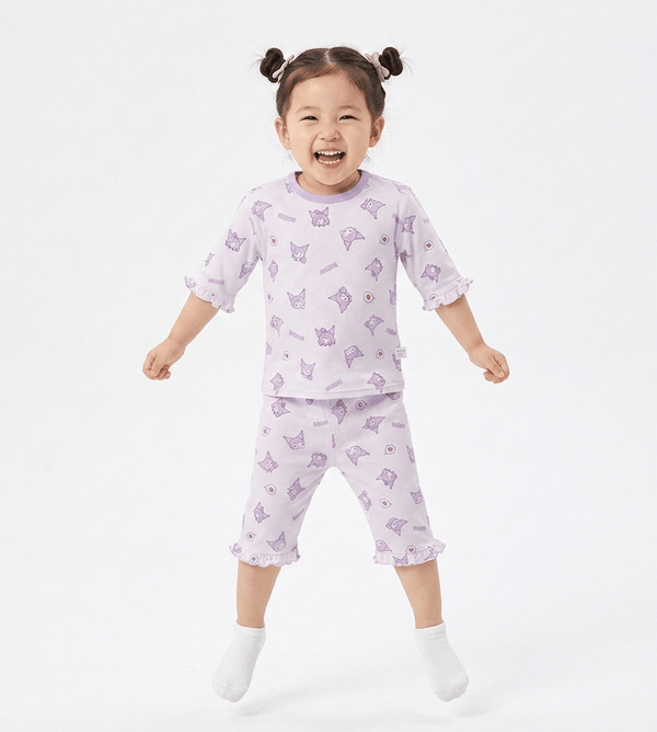 Girl Pyjamas Kuromi & Heart 3/4 Sleeve Lyocell