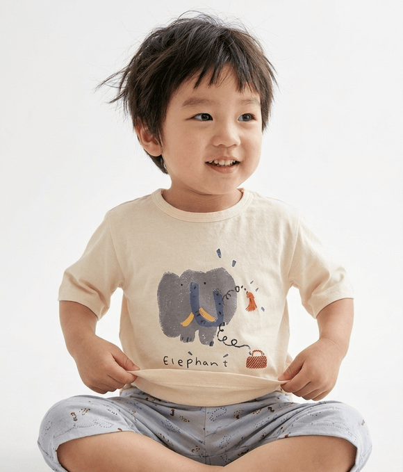 Boy Pyjamas Elephant On Telephone 3/4 Sleeve Lyocell
