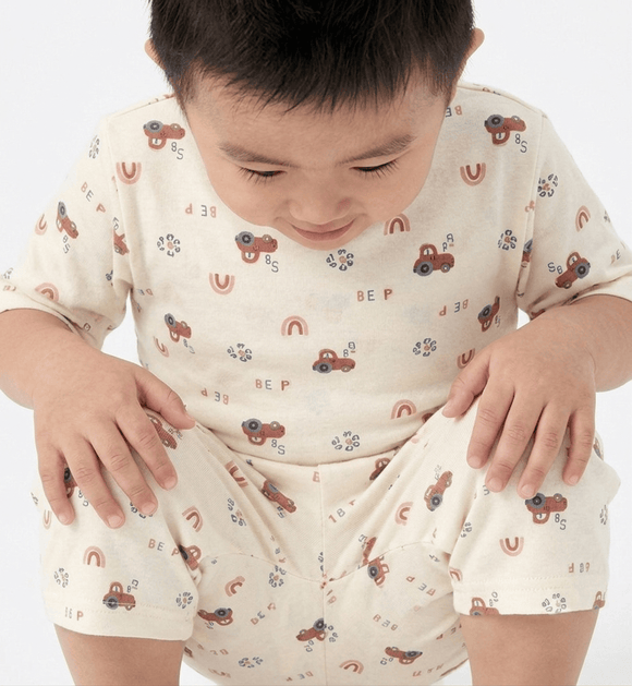 Boy Pyjamas Beep Brown Tractor 3/4 Sleeve Lyocell