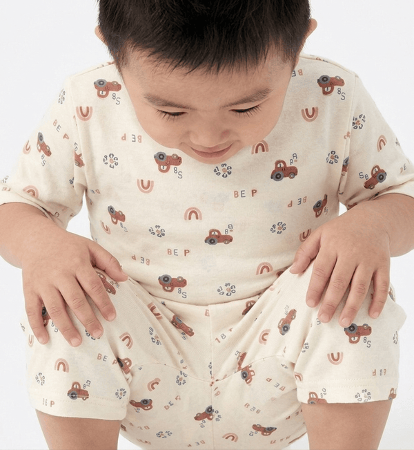 Boy Pyjamas Beep Brown Tractor 3/4 Sleeve Lyocell