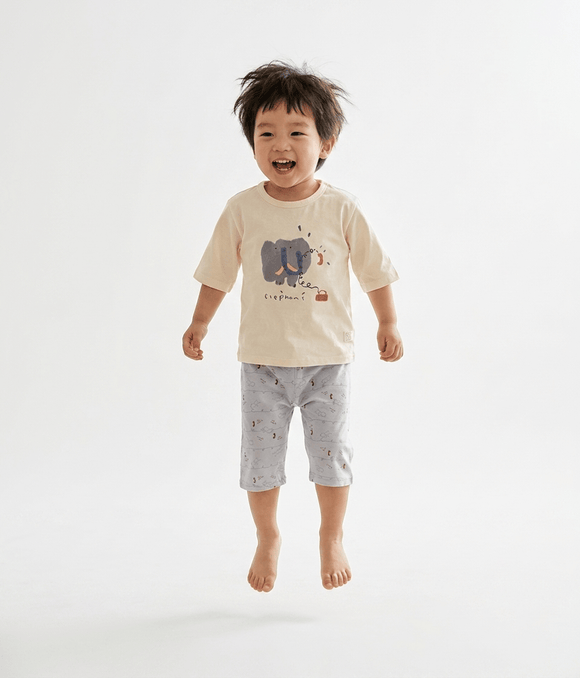 Boy Pyjamas Elephant On Telephone 3/4 Sleeve Lyocell