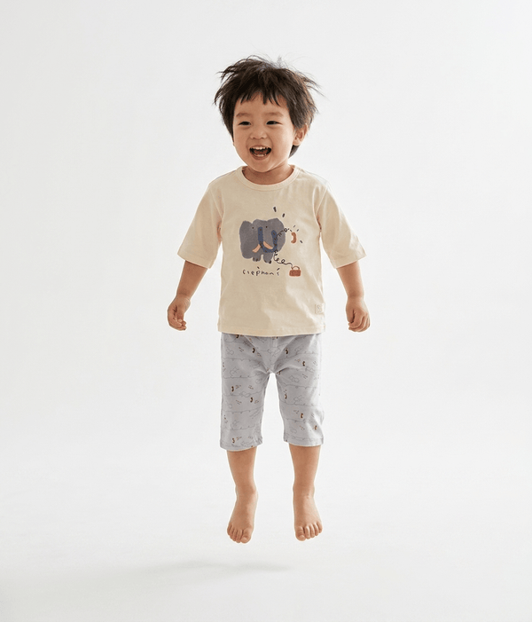 Boy Pyjamas Elephant On Telephone 3/4 Sleeve Lyocell