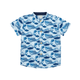 Boy Shirt Mandarin Collar - The Great Wave (Blue)