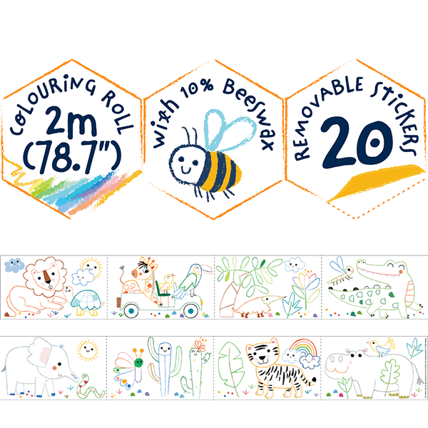 Haku Yoka Mini Colouring Roll Kit - Safari