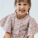 Girl Dress Flutter Sleeve Button Down Mini Fleurs Dress - (Red)