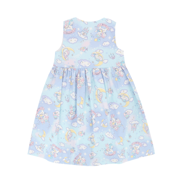 Girl Dress Button Down Sleeveless Moonlight Unicorn (Blue)