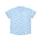 Boy Shirt Mandarin Collar - Playful Cats (Light Blue)