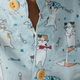 Boy Shirt Mandarin Collar - Playful Cats (Light Blue)