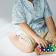 Boy Shirt Mandarin Collar - Playful Cats (Light Blue)