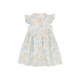 Girl Dress Ruffle Sleeve Button Down Secret Garden Bunny - (Blue)