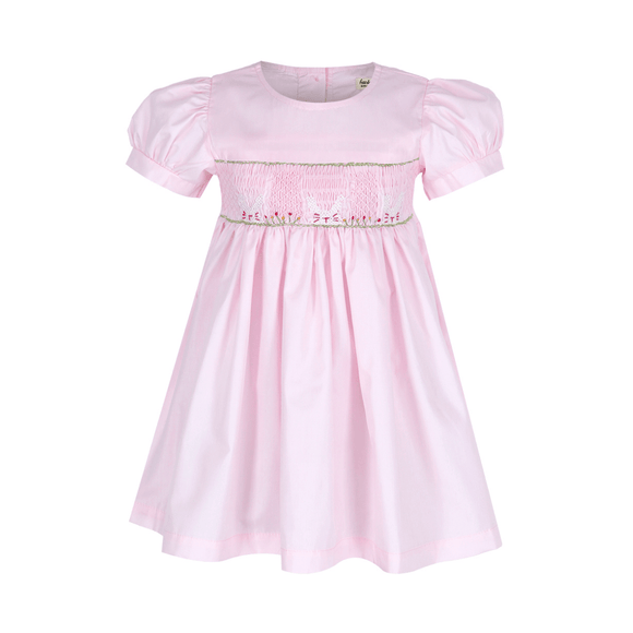 Baby Girl Smocked Dress Sweet Bunnies - Pink