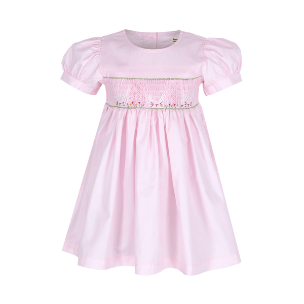 Baby Girl Smocked Dress Sweet Bunnies - Pink