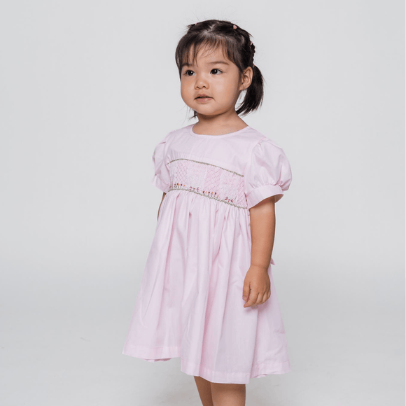 Baby Girl Smocked Dress Sweet Bunnies - Pink