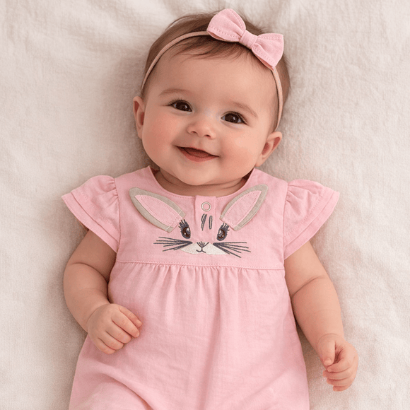 Pink Whisky Bunny Cotton Onesie