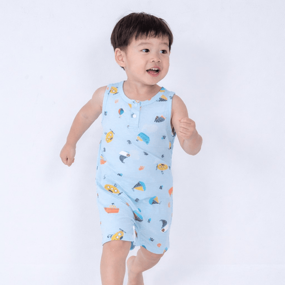 Baby Sleeveless Bamboo Onesie Submarine