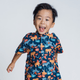 Boy Shirt Mandarin Collar - Wild Safari Adventures (Navy)