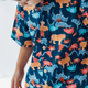 Boy Shirt Mandarin Collar - Wild Safari Adventures (Navy)
