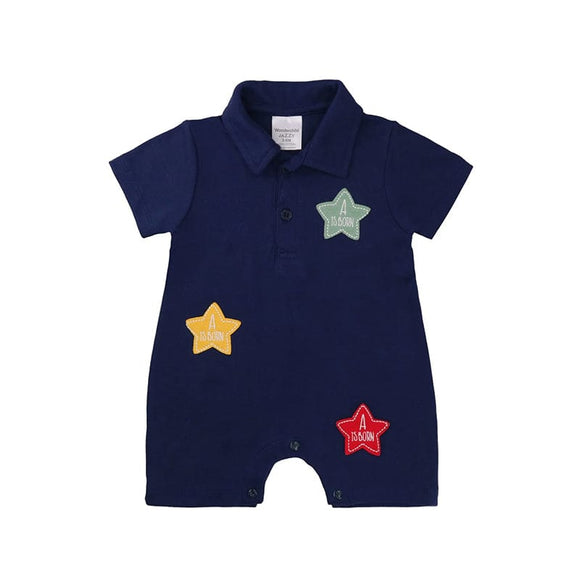 A Star Is Born Collared Cotton Baby Boy Onesie