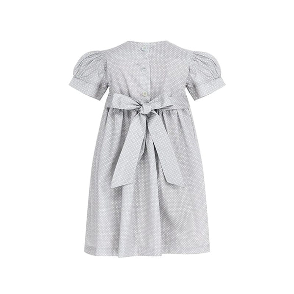 Adora Polkadot Baby Grey Smocked Dress