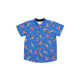 Mandarin Collar Boy Shirt - Animals In Cars (Blue)