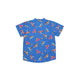 Mandarin Collar Boy Shirt - Animals In Cars (Blue)
