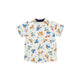 Mandarin Collar Boy Shirt - Animals In Cars (White)