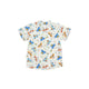 Mandarin Collar Boy Shirt - Animals In Cars (White)
