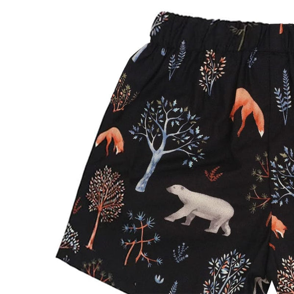 Animals In Autumn Pull Up Shorts (Black)