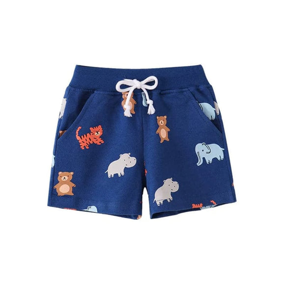 Cute Animals Drawstring Cotton Shorts