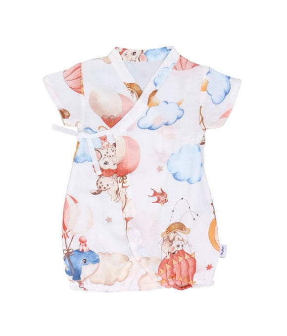 Animals in Hot Air Balloon Cotton Kimono Style Onesie