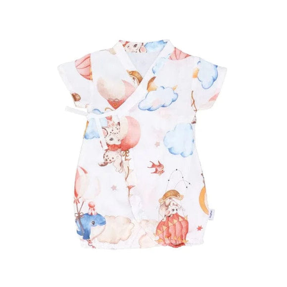 Animals in Hot Air Balloon Cotton Kimono Style Onesie