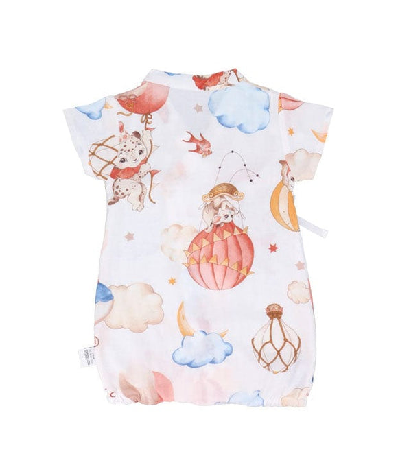 Animals in Hot Air Balloon Cotton Kimono Style Onesie