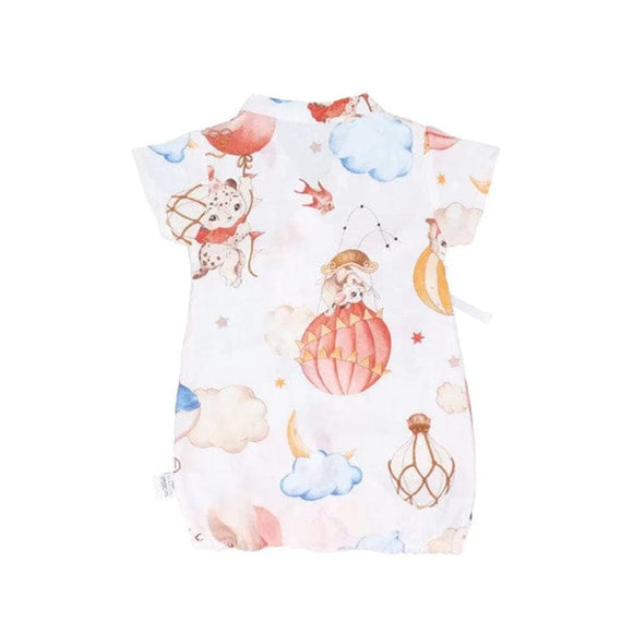 Animals in Hot Air Balloon Cotton Kimono Style Onesie