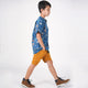 Mandarin Collar Boy Shirt - Animals in Autumn (Blue)